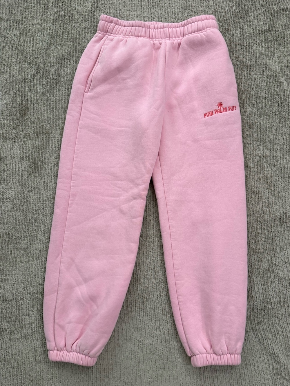Pink Palm Puff Pink Embroidered Logo Sweatpants XS